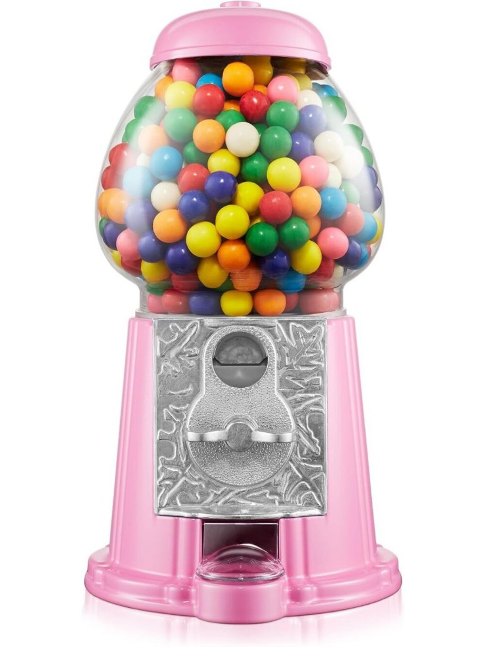 Vintage-Style 12" Gumball Machine - Pink Glass Globe & Metal Base Candy